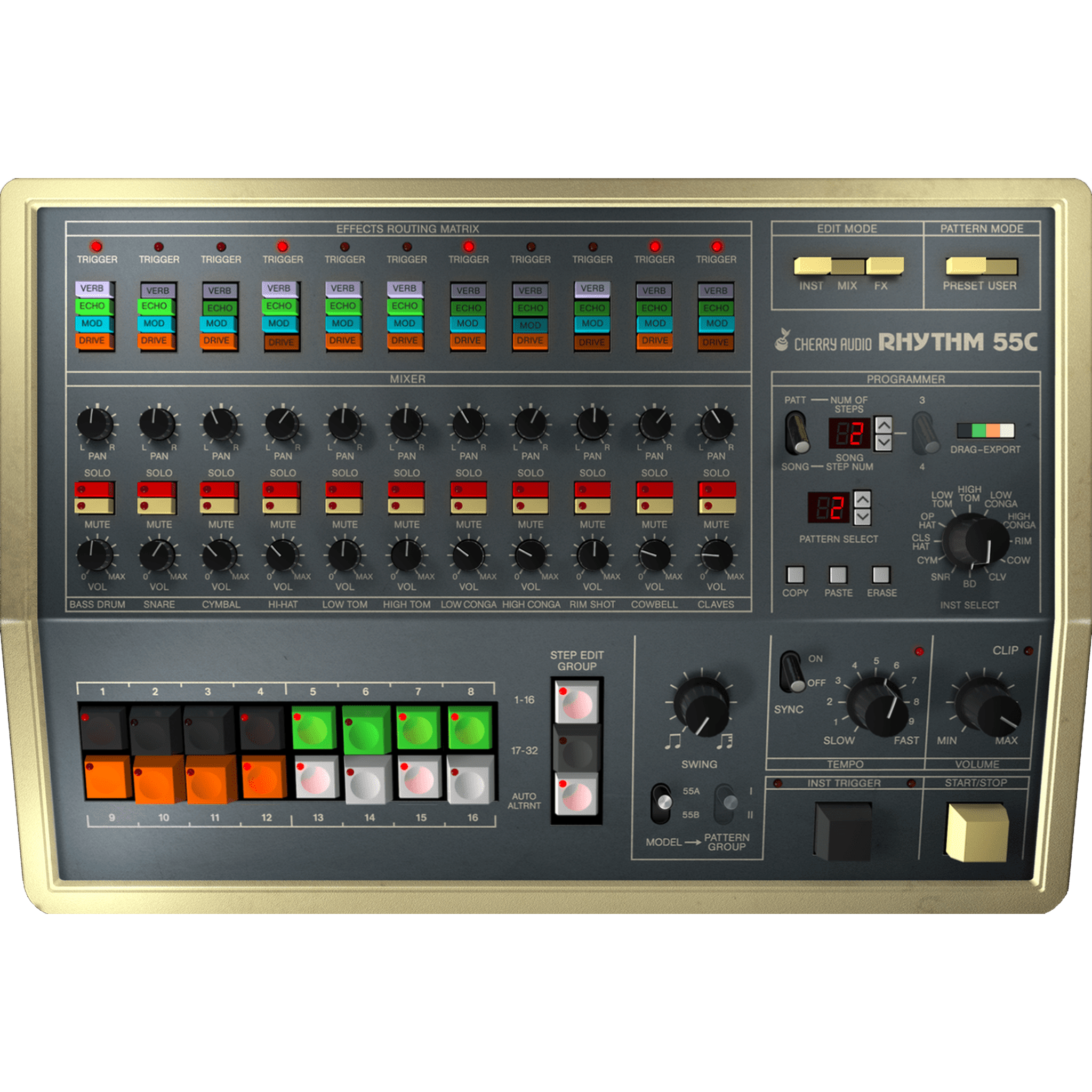 KR-55C Drum Machine interface